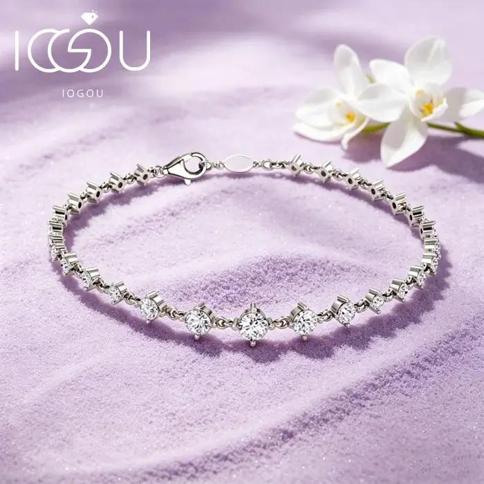 Bracelets tennis ronds en moissanite de 3 mm IOGOU