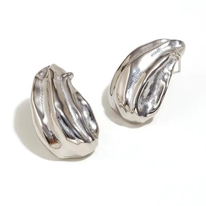 E.B.belle – boucles d'oreilles en pierre d'agate noire pliée irrégulière, Style Vintage, perle, plaq