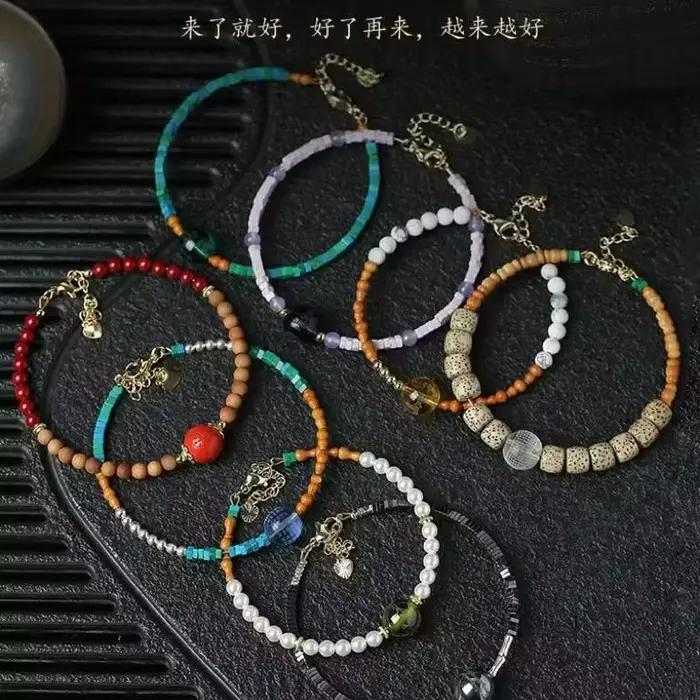 Bracelet de prière scénique du Temple pour femme avec cristal et brins élégant pour méditation et style quotidien