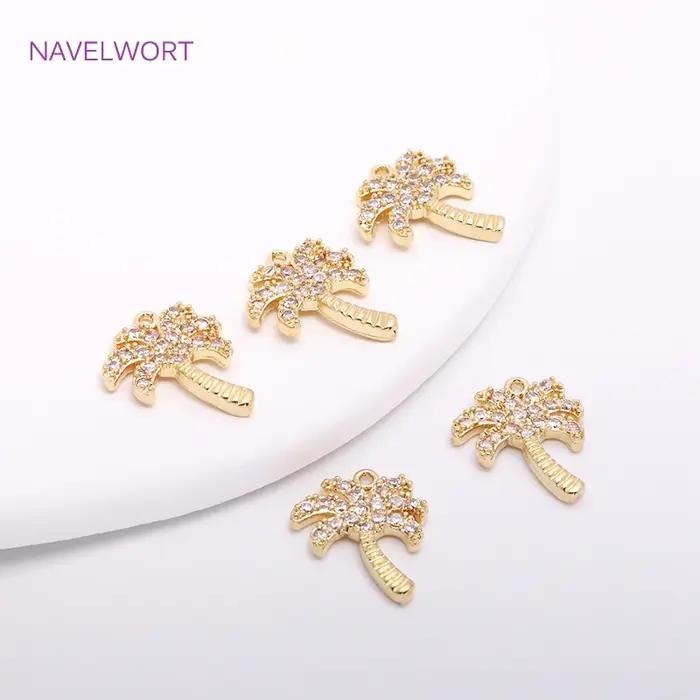 Mini pendentifs en forme de palmier plaqué or 14K