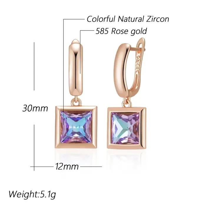 Boucles d'oreilles en pierre de cristal dégradé carré pour femmes