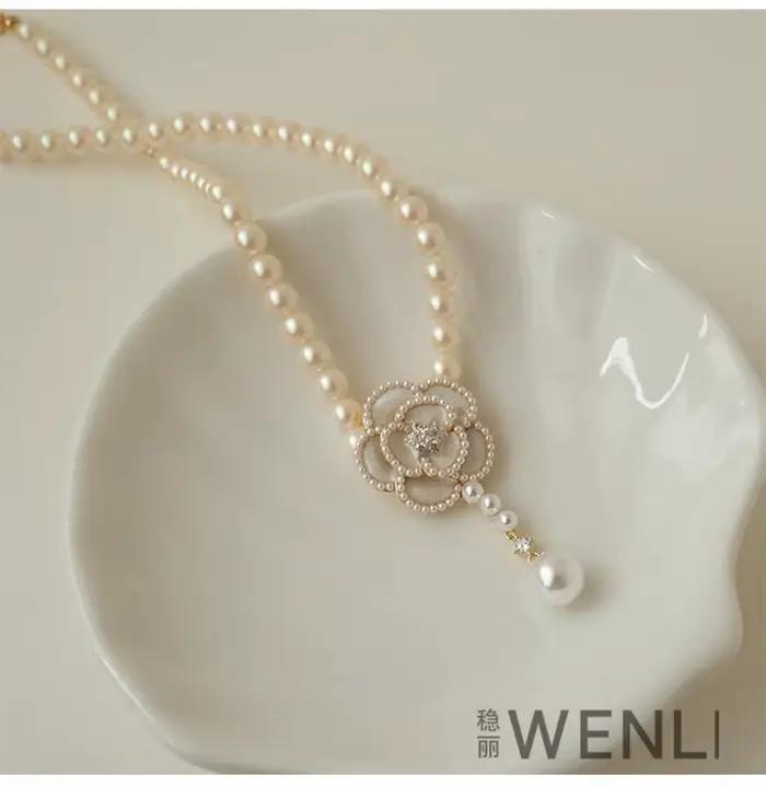 Collier classique avec pendentif en forme de fleur de camélia pour femmes, ras du cou, élégant, à la