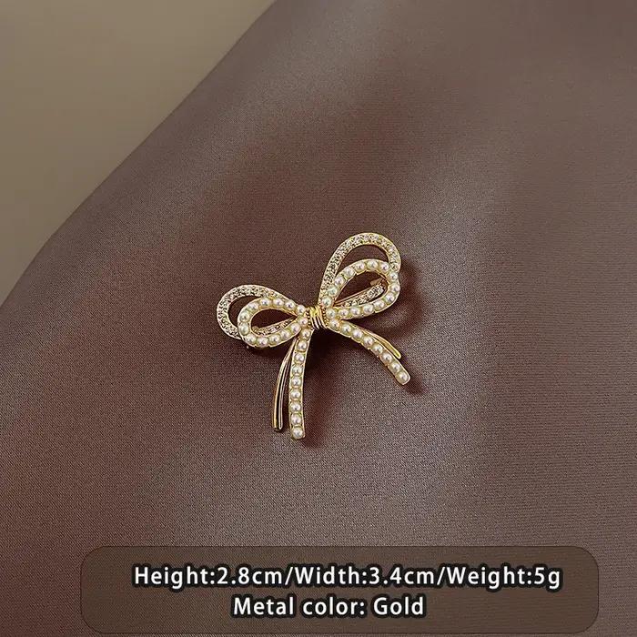 Broche de luxe légère et élégante en forme de nœud papillon en Zircon