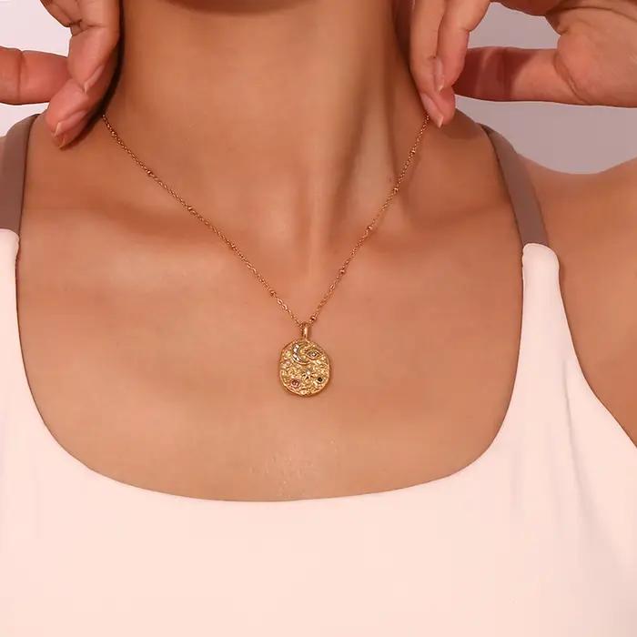 La. Pendentif étoile lune Bergame en acier inoxydable