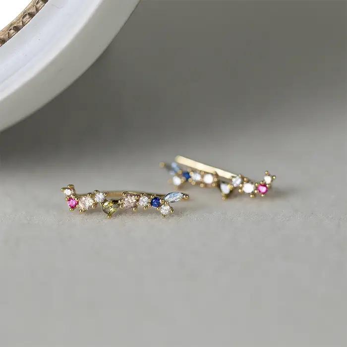 BOAKO 100% 925 boucles d'oreilles en argent Sterling zircon coloré pour les femmes