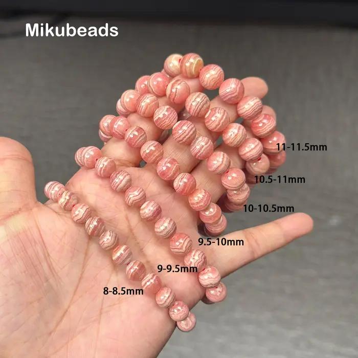 Perles rondes lisses en rhodochrosite naturelle 8-11.5mm 3A, pour la fabrication de bijoux, bracelet