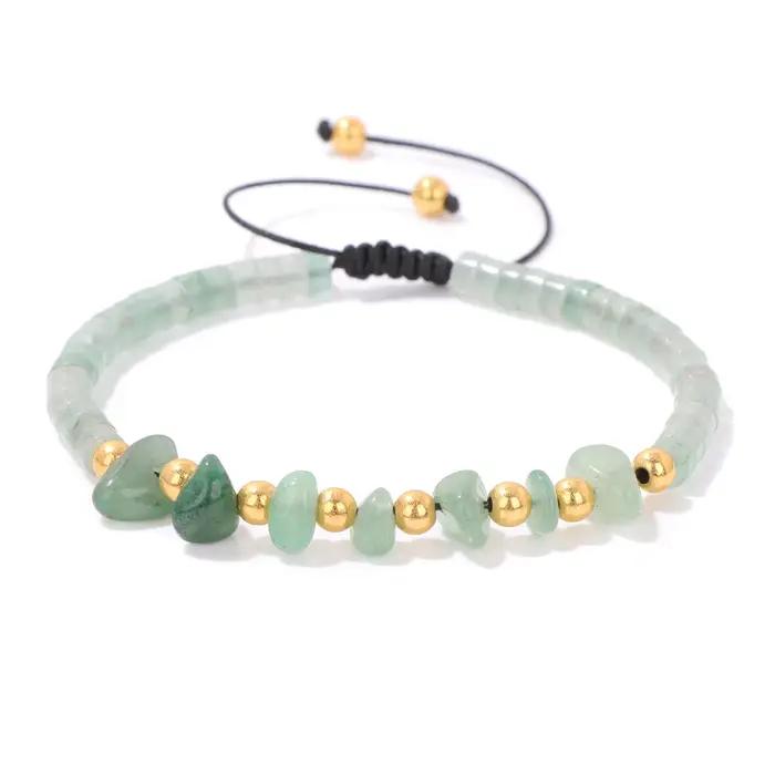 Bracelet de Perles d'Aventurine Verte en Pierre Naturelle