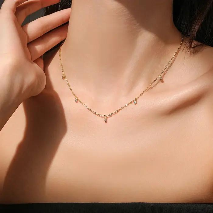 ANDYWEN Collier à breloques minimaliste en argent 925