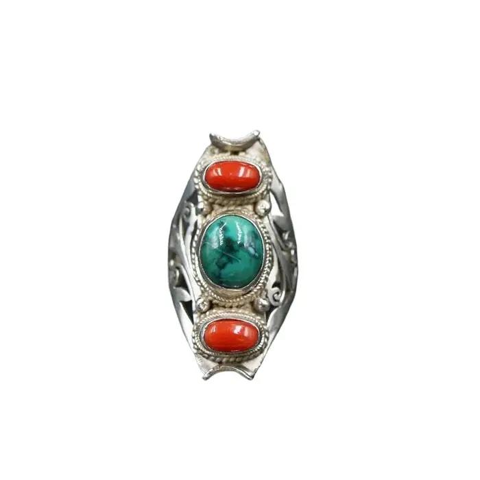 Bague artisanale en argent 925 et turquoise pour homme et femme, style ethnique vintage unique et pe