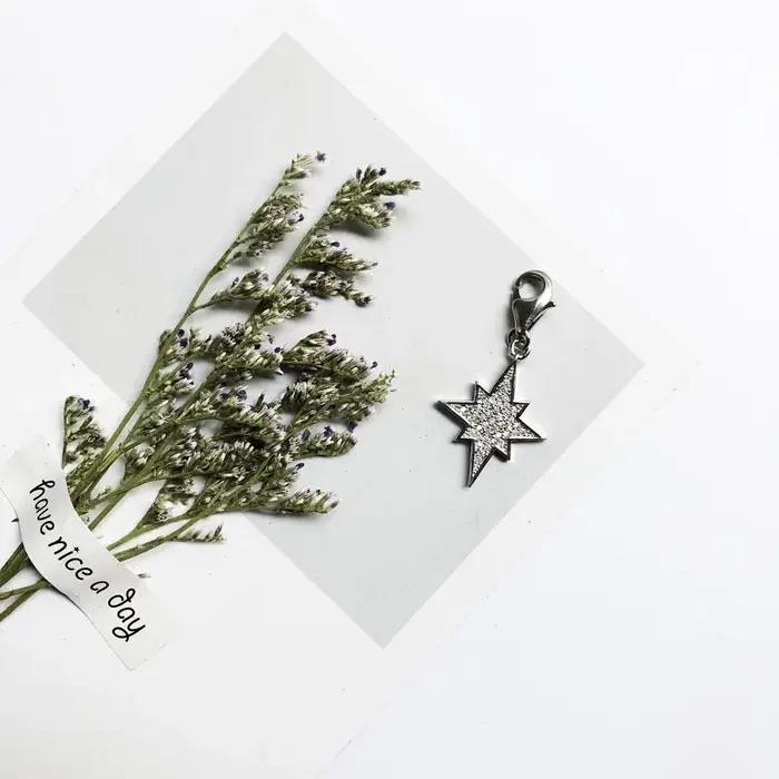 Pendentif à breloque étoile brillante en argent Sterling pur 925