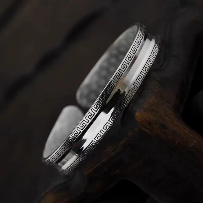 Bracelet à texture circulaire en argent 925 pour hommes et femmes