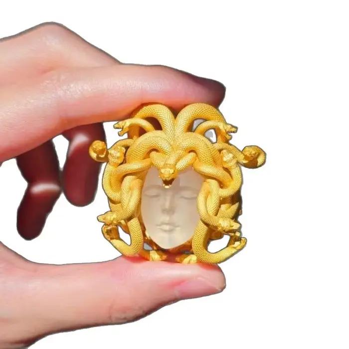 Bague ouverte artisanale vintage style méduse mythologie grecque