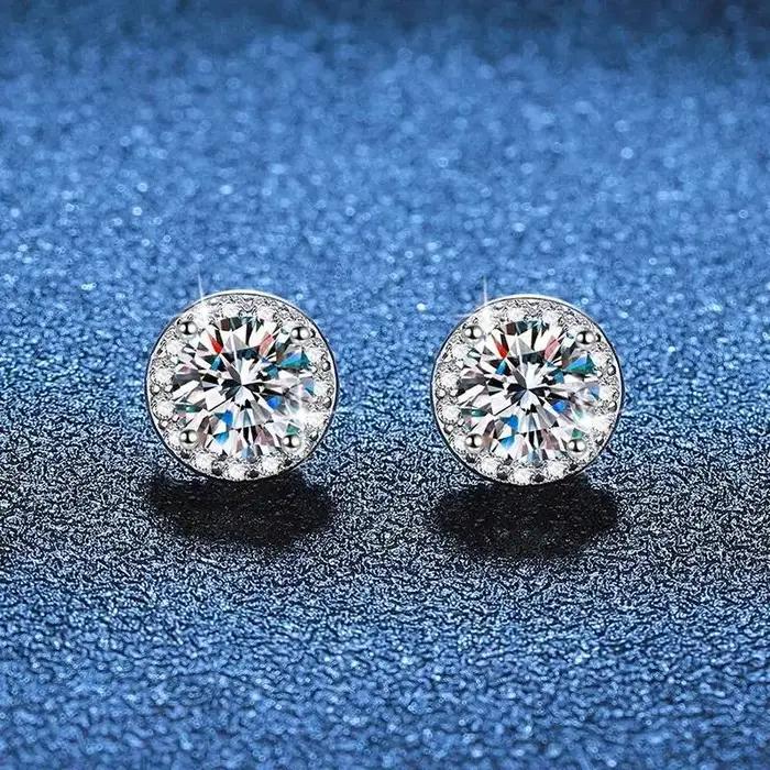 Boucles d'oreilles en Moissanite véritable pour femmes