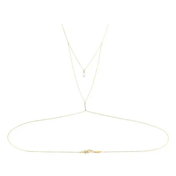 Collier chaîne arrière en perles multicouches pour femmes
