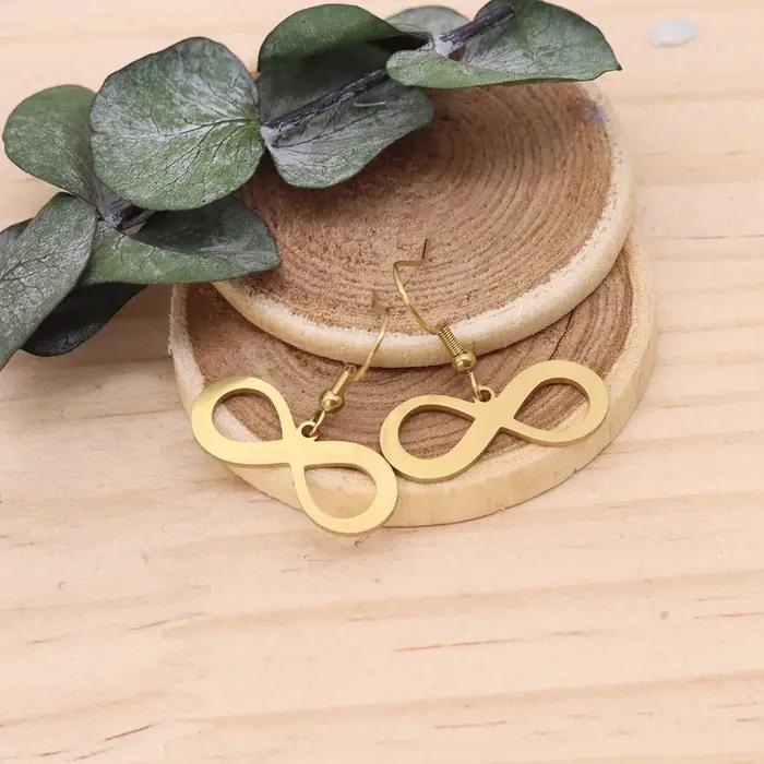 Kinitial – boucles d'oreilles Infinity 8 en acier inoxydable