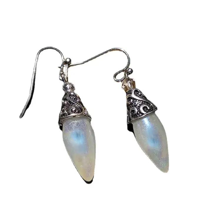 Boucles d'oreilles pendantes en argent antique pour femmes