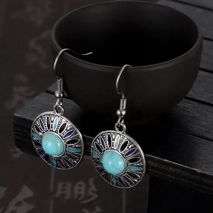 Boho Orange perle boucle d'oreille pour les femmes nouvelle mode émail fleur creux rond boucles d'oreilles Vintage charme bijoux cadeau