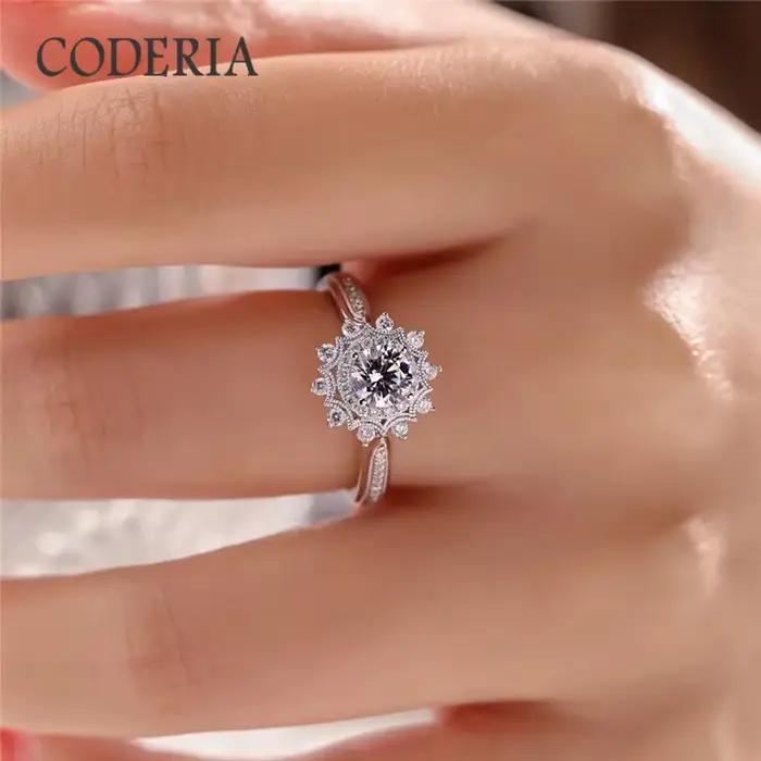 Bague Moissanite en argent Sterling 925 pour femmes