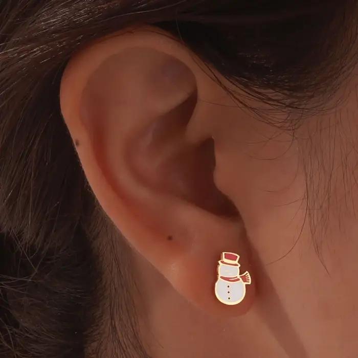 Boucles d'oreilles de Noël en acier inoxydable pour femmes
