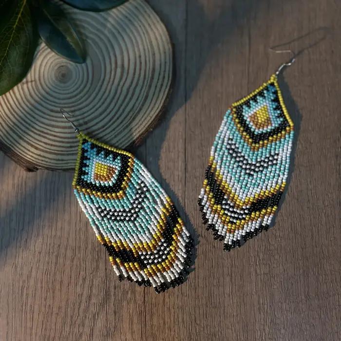 Boucles d'oreilles à pampilles géométriques de style bohème, boucles d'oreilles de style tribal