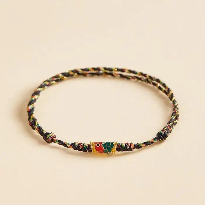 Bracelets porte-bonheur faits à la main pour hommes et femmes, nœuds rouges et noirs, bracelets régl