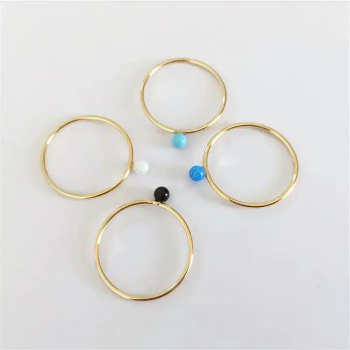 Bague empilable en opale blanche rempli d'or 14K de 3mm