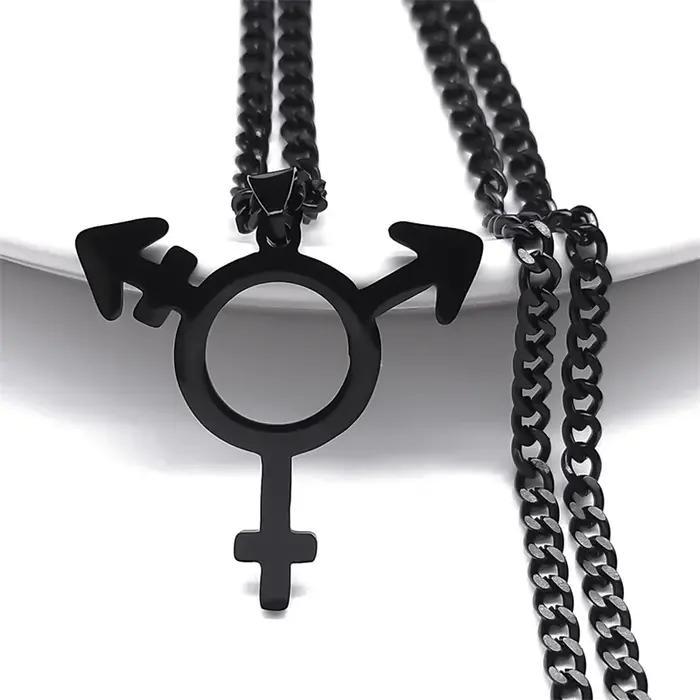 Collier pendentif triangle en acier inoxydable pour hommes et femmes