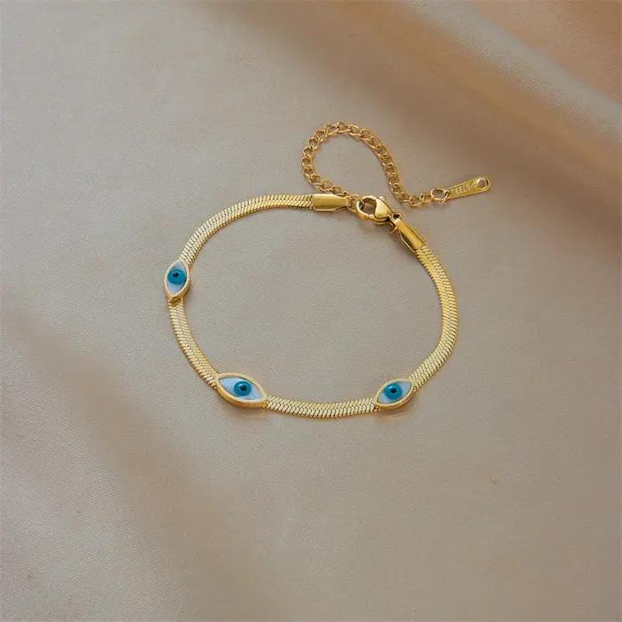 DIEYURO – Bracelet à breloques œil bleu en acier inoxydable 316L