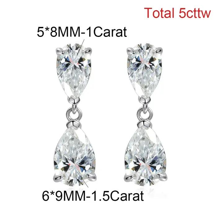 COSYA – boucles d'oreilles en forme de poire pour femmes, 5cttw, émeraude colombienne cultivée en laboratoire, moissanite, en argent S925, bijoux fins pour mariage