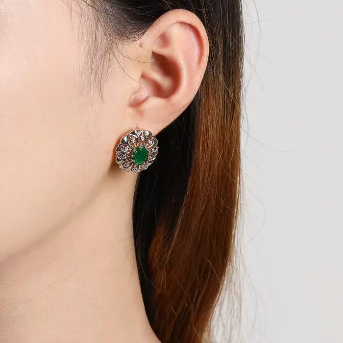 Boucles d'oreilles fantaisie creuses incrustées design bicolore bagues bijoux mode plaqué cuivre or 14 carats fête quotidienne festive ensemble de luxe cadeau