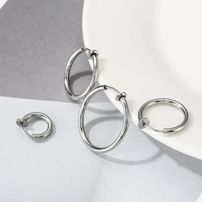 1 paire de boucles d'oreilles à clip sans douleur pour hommes/femmes