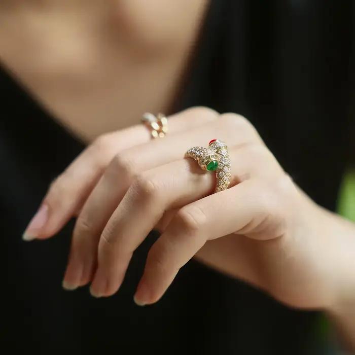 Bague rétro Vintage en or 18 carats pour femmes