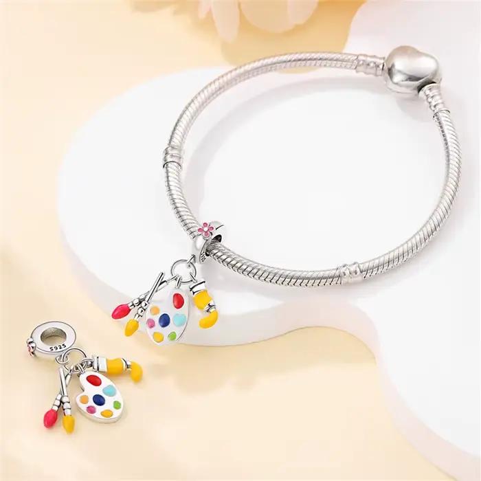 Qikaola-Bracelets originaux en argent 925, symboles musicaux 925, plaque de dessin, boîte à médicaments, série carrière, breloques, perles pour bijoux à bricoler soi-même