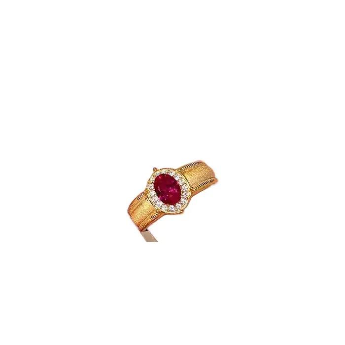 Bague Vintage en rubis ovale brossé pour femme