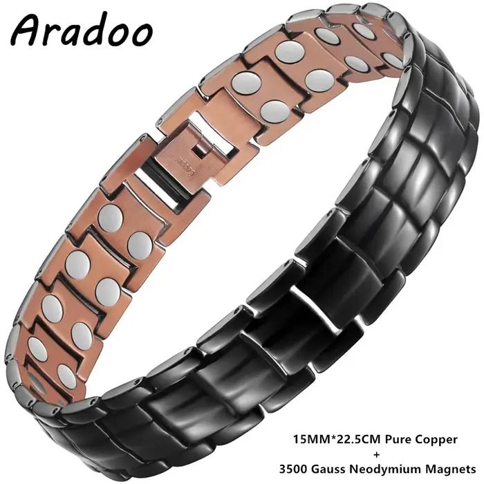 Bracelet Magnétique en Cuivre Pur Géométrique à Double Nucléostrength Bracelets Chaîne et Maillons Unisexe Occasions Spéciales Sport Santé