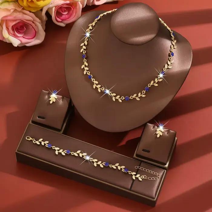 Ensemble de bijoux pour robe de mariée - collier, boucles d'oreilles et bracelet en cristal - ensemble trois pièces pour accessoires de robe de soirée