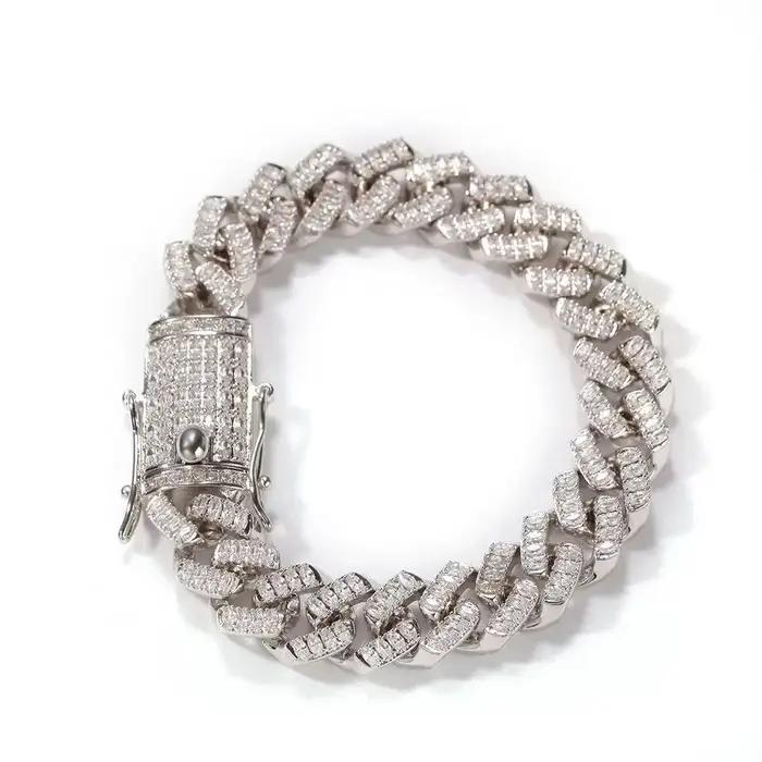 Bracelet nouveau bracelet cubain rétro en cuivre et zircon incrusté, vente en gros