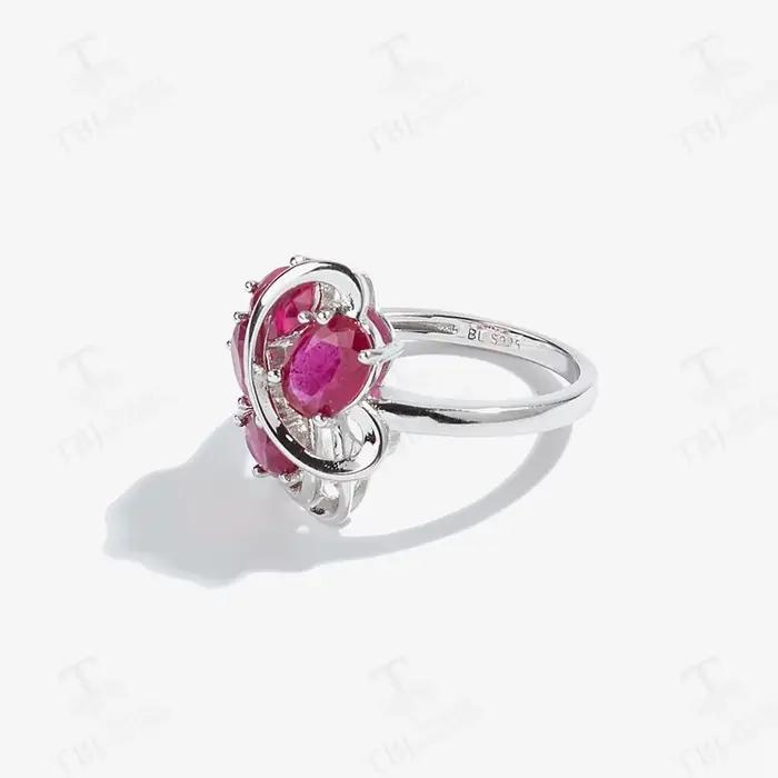 Bague en argent S925 avec rubis naturel