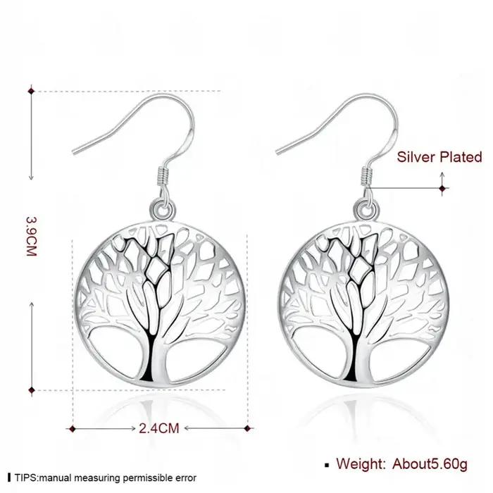 Boucles d'oreilles en argent sterling 925 breloque fine arbre de vie rond pour femmes occasions speciales nouveau modele elegant a offrir