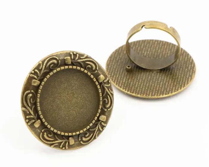20mm 5 pièces Antique argent plaqué Bronze couleurs laiton réglable anneau paramètres blanc/Base