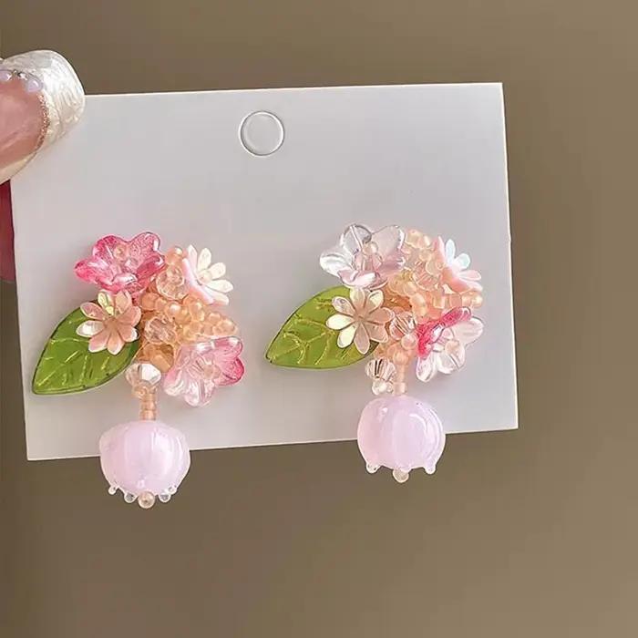 Boucles d'oreilles en résine fleuries pour femmes romantiques mignonnes accessoires de vacances bijoux de styliste cadeaux de fête occaions spéciales
