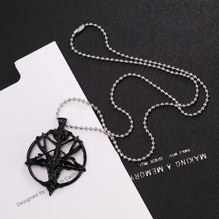 Bijoux fantaisie Vintage charme femmes hommes pentagramme Pan dieu crâne tête de chèvre pendentif chaîne colliers