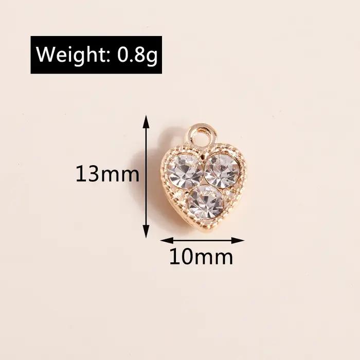 10 pièces 10*13mm or argent couleur cristal coeurs breloques pour colliers boucles d'oreilles faisant des accessoires