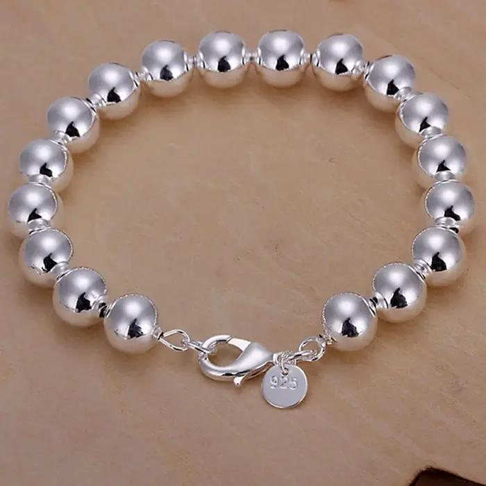 Bracelets en argent Sterling 925, perles de 4 à 14mm, chaîne à breloques à la mode, bijoux de haute