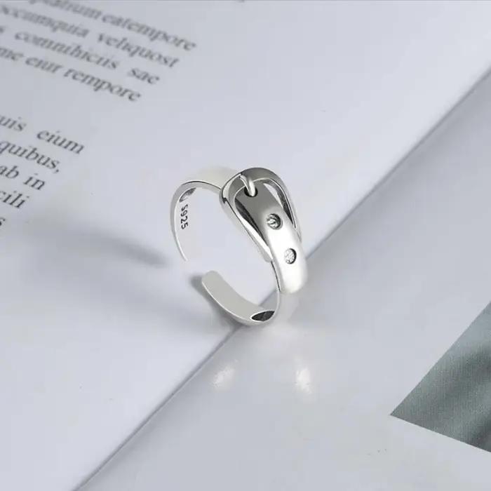 Nouveauté ceinture en argent sterling 925 Bagues réglables pour femmes, bijoux de luxe de mariage Vintage, vente en gros