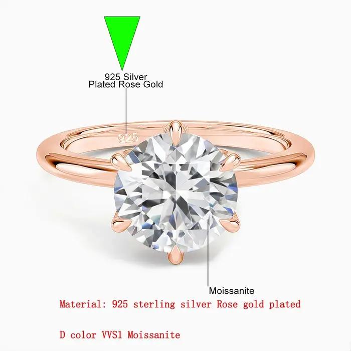 SDOOU – bague Solitaire en Moissanite à Six griffes