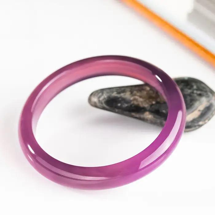 Bracelet en Agate Violette Empereur pour Femme, Marbre