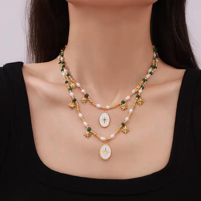 Palace-Collier de Luxe Plaqué Or avec Pendentif Rayons pour Femme