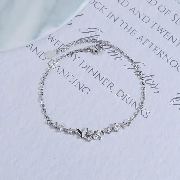 VENTFILLE 925 argent diamant clouté papillon Bracelet femmes mode tempérament fleur réglable Bracelet