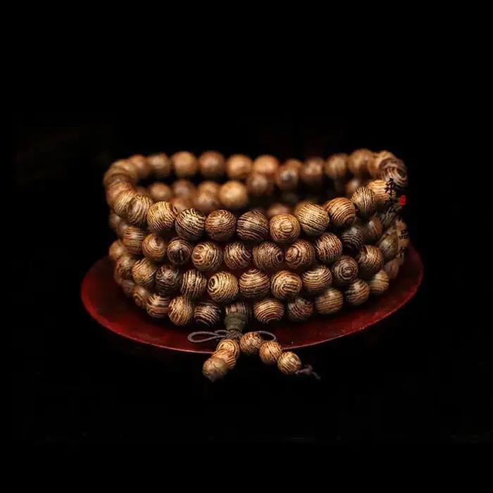 Bracelet Bouddha Mala en Perles de Bois Tibetain Naturel pour Femmes et Hommes Occasions Spirituelles Pratique de Méditation